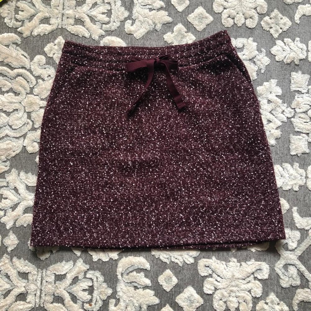 LOFT, Burgundy Tweed, Lightweight, Mini-skirt with pockets, Size: Small
